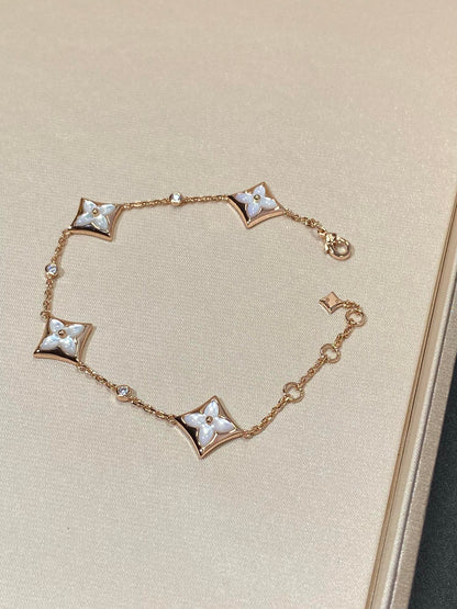 [Azure Tears]STAR 4 MOTIF MOP DIAMOND ROSE GOLD BRACELET