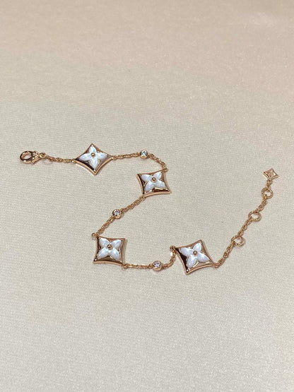 [Azure Tears]STAR 4 MOTIF MOP DIAMOND ROSE GOLD BRACELET