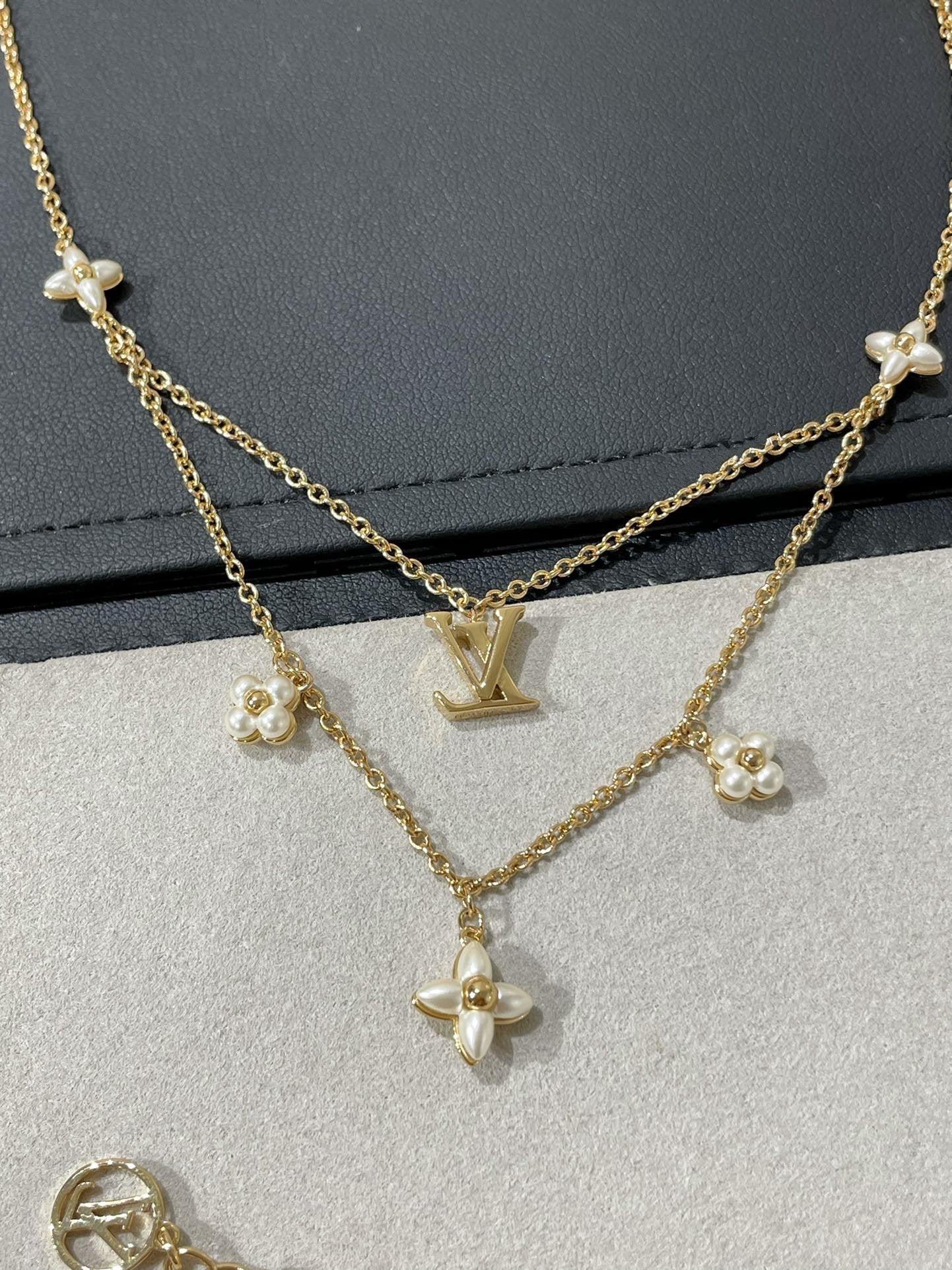 [Azure Tears]FLOWERGRAM GOLD MOP DOUBLE ROW NECKLACE