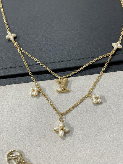 [Azure Tears]FLOWERGRAM GOLD MOP DOUBLE ROW NECKLACE