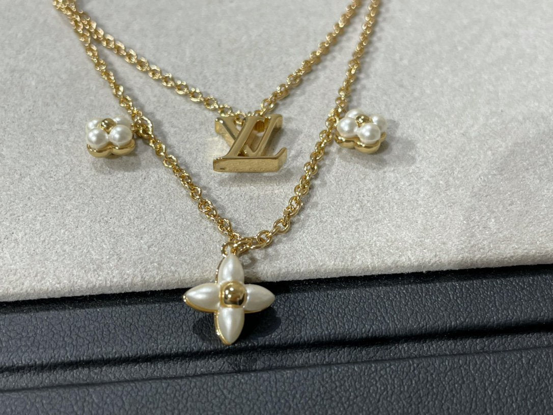 [Azure Tears]FLOWERGRAM GOLD MOP DOUBLE ROW NECKLACE