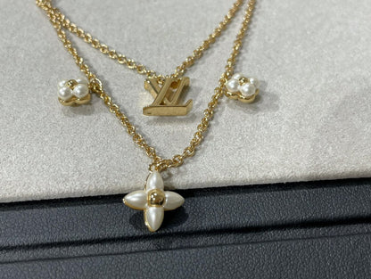 [Azure Tears]FLOWERGRAM GOLD MOP DOUBLE ROW NECKLACE