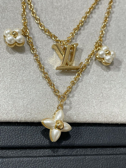 [Azure Tears]FLOWERGRAM GOLD MOP DOUBLE ROW NECKLACE
