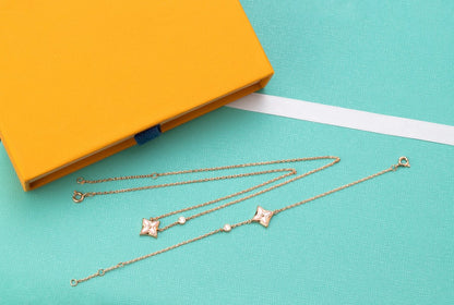 [Azure Tears]STAR PINK MOP 1 DIAMOND ROSE GOLD NECKLACE