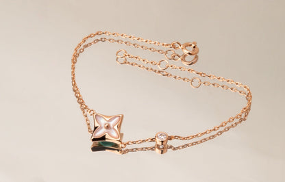 [Azure Tears]STAR PINK MOP 1 DIAMOND ROSE GOLD NECKLACE