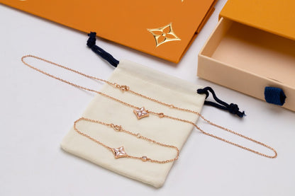 [Azure Tears]STAR PINK MOP 1 DIAMOND ROSE GOLD NECKLACE