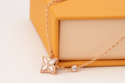 [Azure Tears]STAR PINK MOP 1 DIAMOND ROSE GOLD NECKLACE