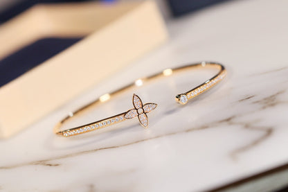 [Azure Tears]IDYLLE GOLD OPEN BRACELET DIAMOND PAVED