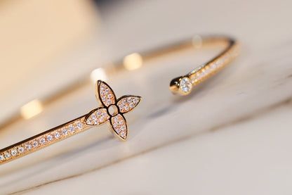 [Azure Tears]IDYLLE GOLD OPEN BRACELET DIAMOND PAVED