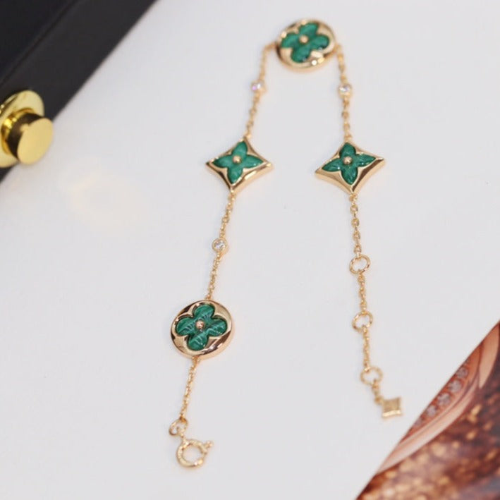 [Azure Tears]STAR AND SUN 4 MOTIF ROSE GOLD MALACHITE BRACELET
