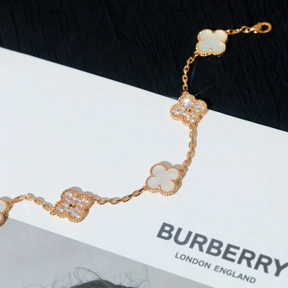 [Azure Tears]LUCKY CLOVER 5-MOTIF BRACELET - WHITE MOTHER-OF-PEARL COLLECTION