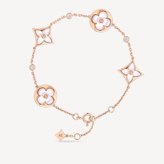 [Azure Tears]STAR AND SUN 4 MOTIF WHITE MOP ROSE GOLD BRACELET