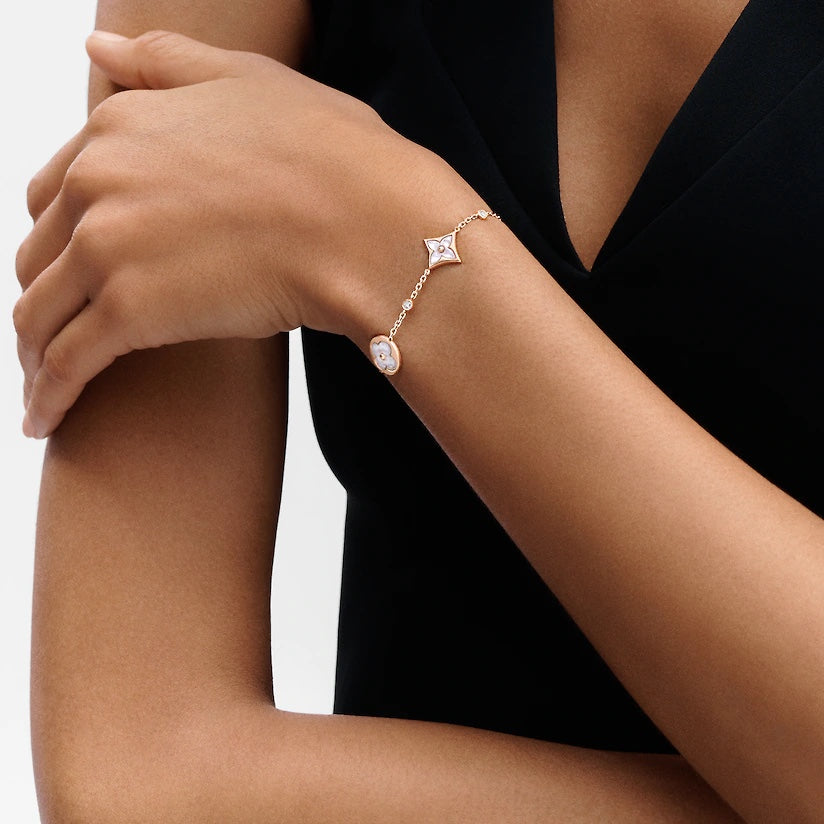 [Azure Tears]STAR AND SUN 4 MOTIF WHITE MOP ROSE GOLD BRACELET