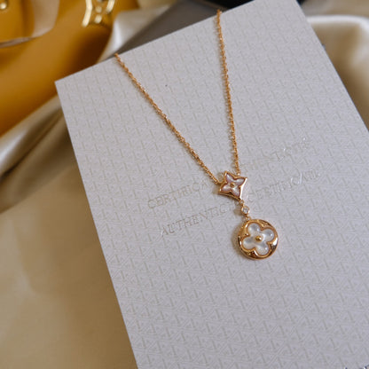 [Azure Tears]STAR AND SUN WHITE MOP 2 MOTIF ROSE GOLD NECKLACE