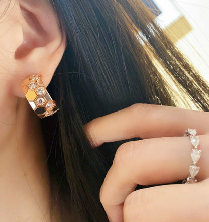 [Azure Tears]BEE LOVE DIAMOND HOOP EARRINGS