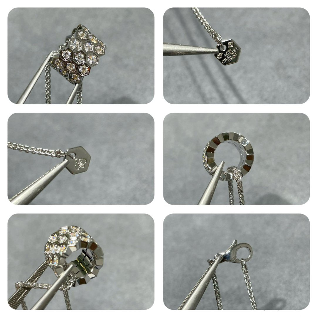 [Azure Tears]BEE LOVE DIAMOND PAVED 3 ROW NECKLACE