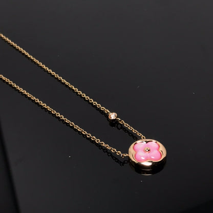 [Azure Tears]COLOR BLOSSOM PINK MOP SUN GOLD NECKLACE