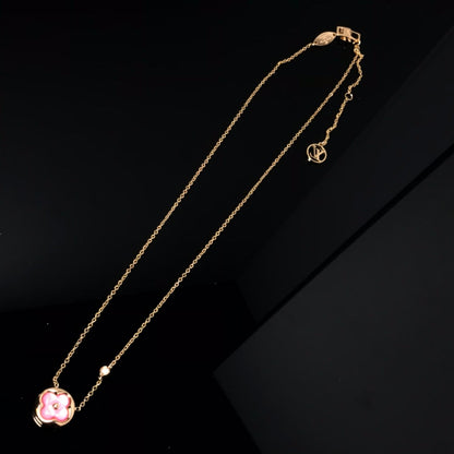 [Azure Tears]COLOR BLOSSOM PINK MOP SUN GOLD NECKLACE