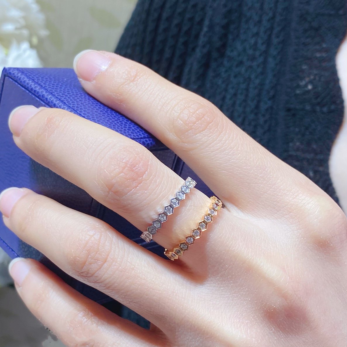 [Azure Tears]BEE LOVE DIAMOND PAVED SMALL RING