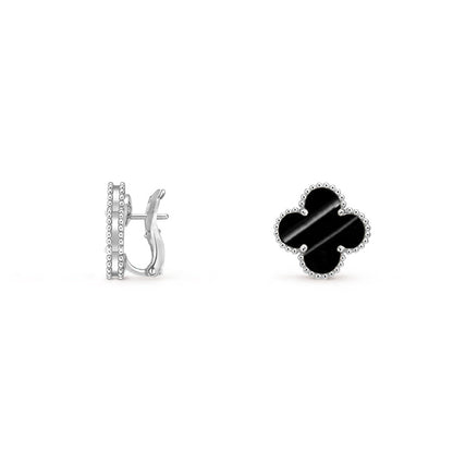 [Azure Tears]15MM CLOVER FLOWER STUD EARRINGS WHITE GOLD COLLECTION