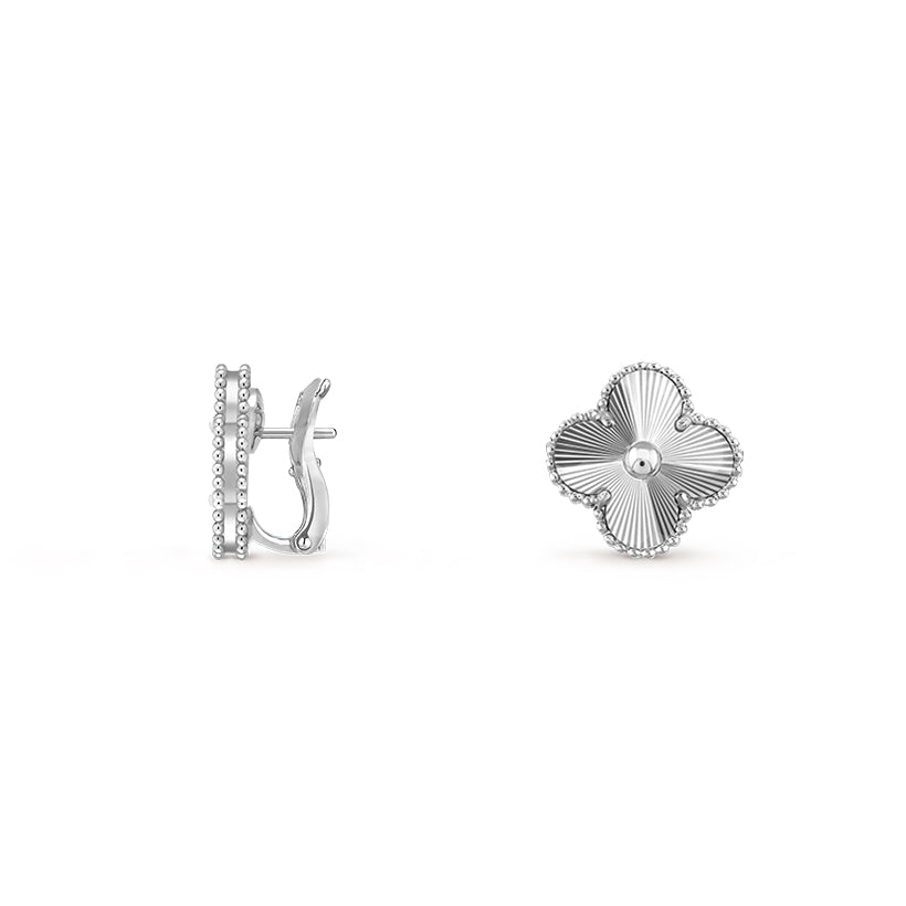 [Azure Tears]15MM CLOVER FLOWER STUD EARRINGS WHITE GOLD COLLECTION