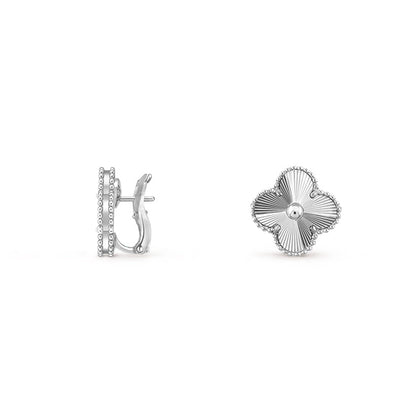 [Azure Tears]15MM CLOVER FLOWER STUD EARRINGS WHITE GOLD COLLECTION