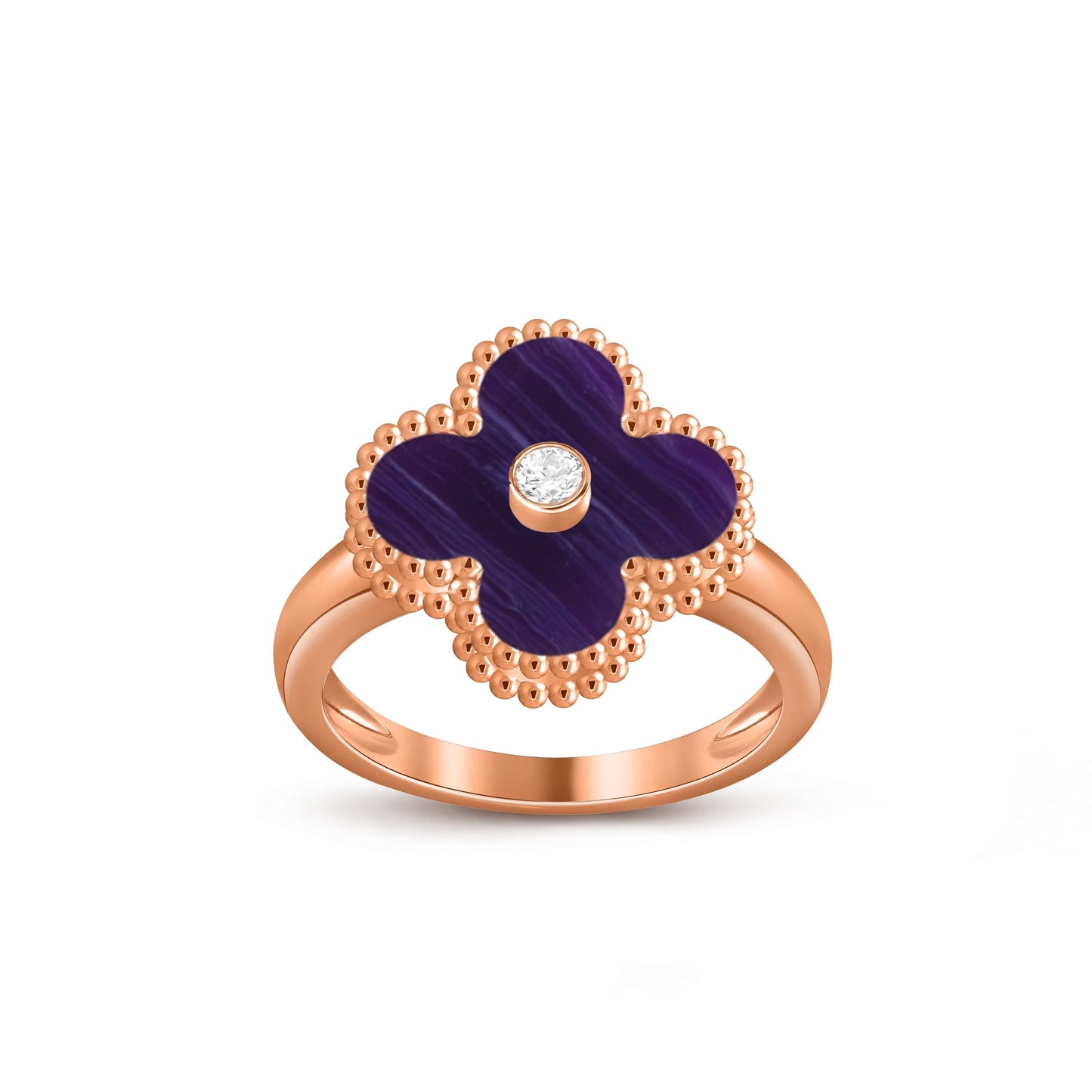 [Azure Tears]LUCKY CLOVER DIAMOND-ACCENT ROSE GOLD RING COLLECTION
