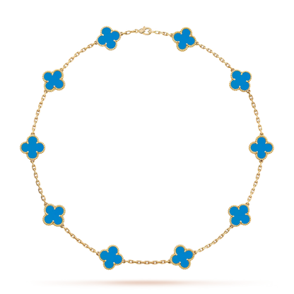 [Azure Tears]CLASSIC LUCKY 10-MOTIF CLOVER NECKLACE GOLD COLLECTION