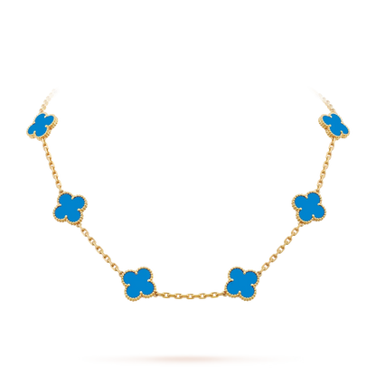 [Azure Tears]CLASSIC LUCKY 10-MOTIF CLOVER NECKLACE GOLD COLLECTION