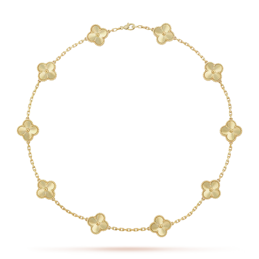 [Azure Tears]CLASSIC LUCKY 10-MOTIF CLOVER NECKLACE GOLD COLLECTION