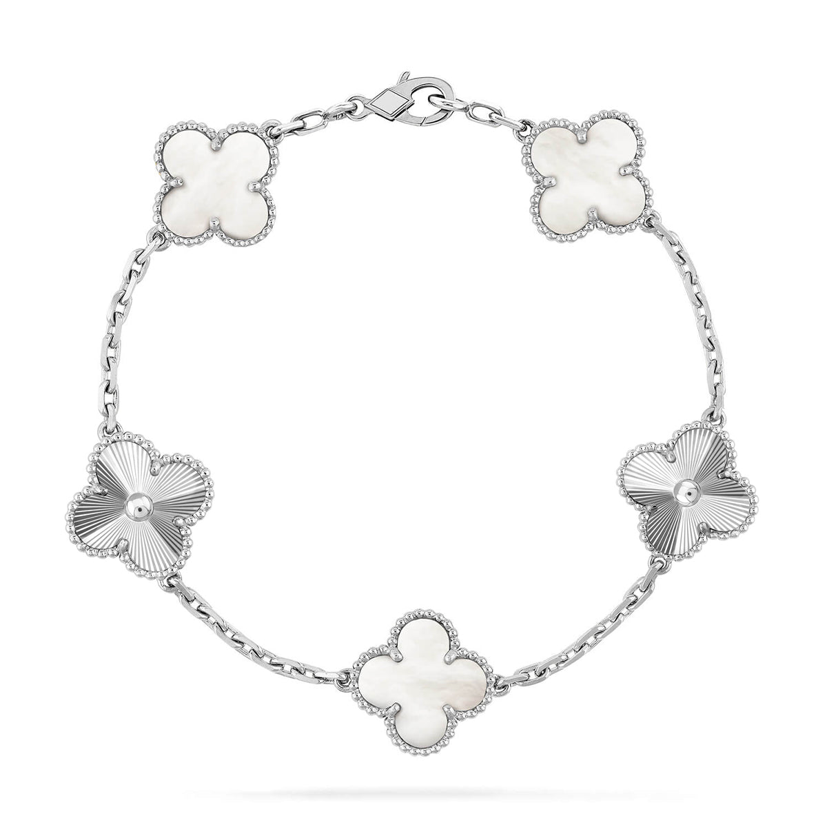 [Azure Tears]LUCKY CLOVER 5-MOTIF BRACELET - WHITE MOTHER-OF-PEARL COLLECTION