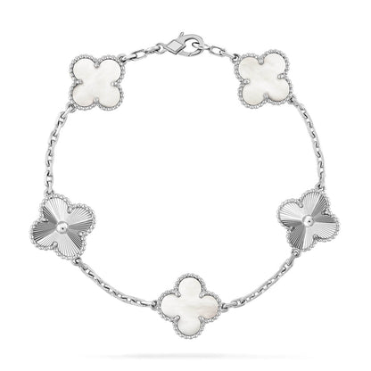 [Azure Tears]LUCKY CLOVER 5-MOTIF BRACELET - WHITE MOTHER-OF-PEARL COLLECTION