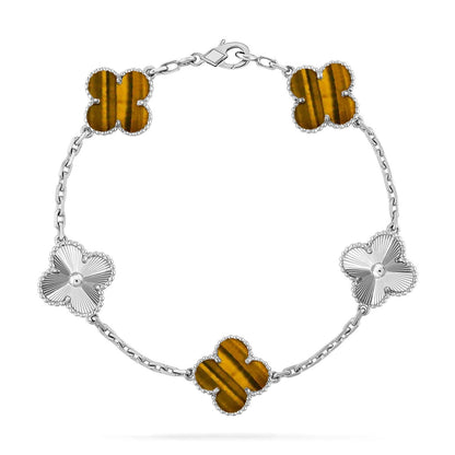 [Azure Tears]LUCKY CLOVER 5-MOTIF BRACELET -  TIGER’S EYE COLLECTION