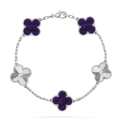 [Azure Tears]LUCKY CLOVER 5-MOTIF BRACELET - CHAROITE COLLECTION
