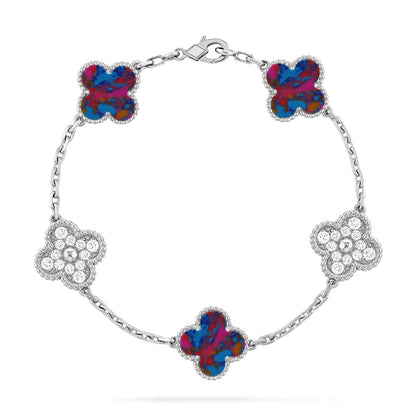 [Azure Tears]LUCKY CLOVER 5-MOTIF BRACELET - MULTI-GEM COLLECTION