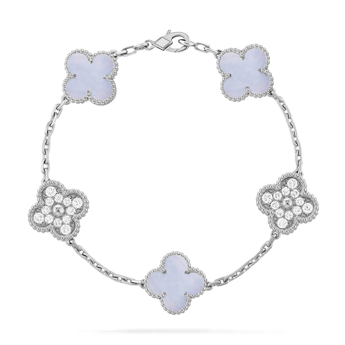 [Azure Tears]LUCKY CLOVER 5-MOTIF BRACELET - PURPLE CHALCEDONY COLLECTION
