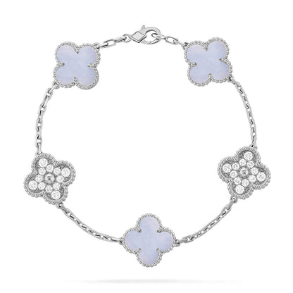 [Azure Tears]LUCKY CLOVER 5-MOTIF BRACELET - PURPLE CHALCEDONY COLLECTION