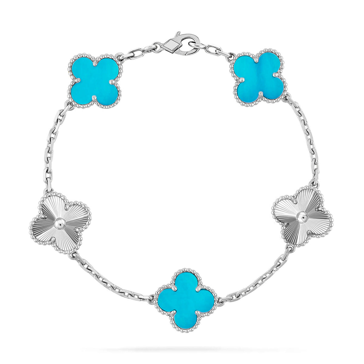 [Azure Tears]LUCKY CLOVER 5-MOTIF BRACELET - TURQUOISE COLLECTION
