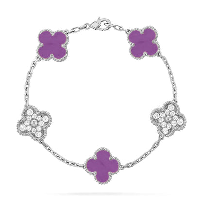 [Azure Tears]LUCKY CLOVER 5-MOTIF BRACELET - VIOLET COLLECTION