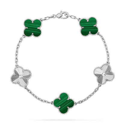 [Azure Tears]LUCKY CLOVER 5-MOTIF BRACELET - MALACHITE COLLECTION