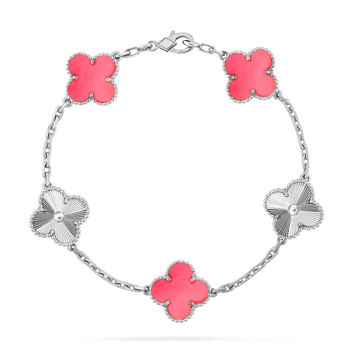 [Azure Tears]LUCKY CLOVER 5-MOTIF BRACELET - PINK MOTHER-OF-PEARL COLLECTION