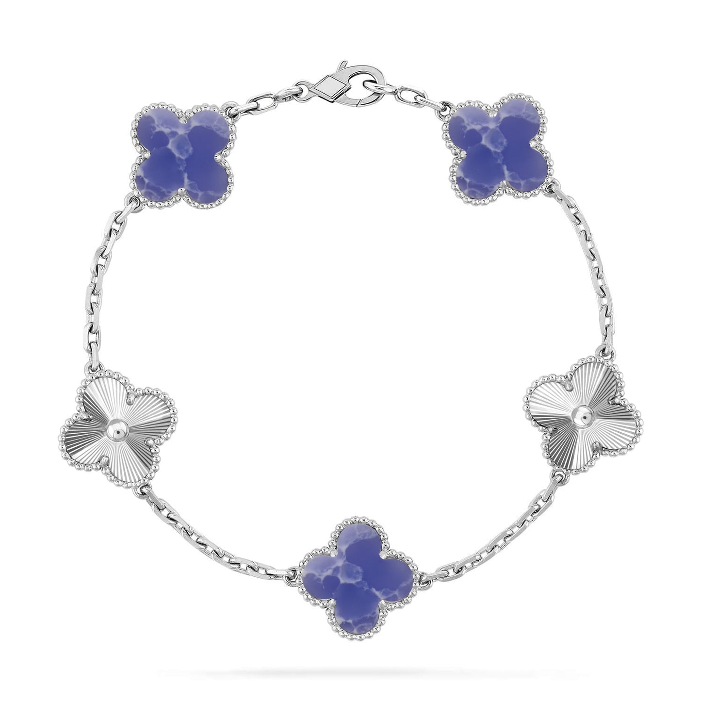[Azure Tears]LUCKY CLOVER 5-MOTIF BRACELET - BLUE LARIMAR COLLECTION