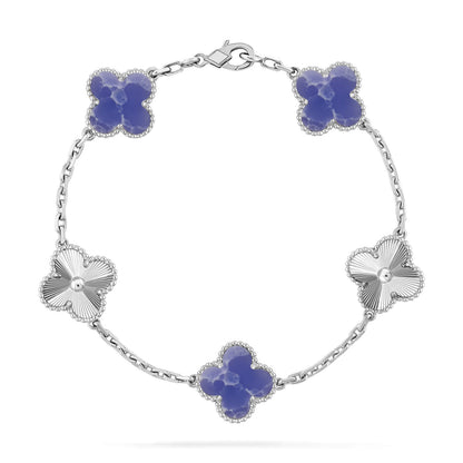 [Azure Tears]LUCKY CLOVER 5-MOTIF BRACELET - BLUE LARIMAR COLLECTION