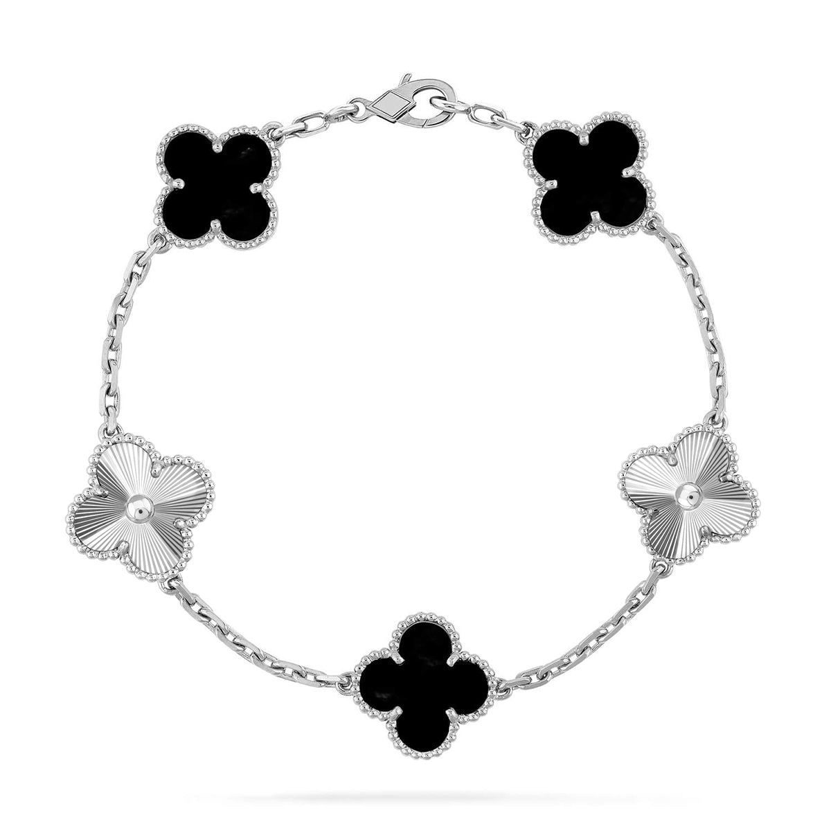 [Azure Tears]LUCKY CLOVER 5-MOTIF BRACELET - BLACK OXNY COLLECTION