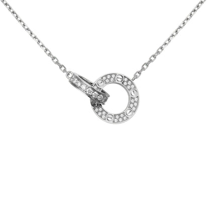 [Azure Tears]LOVE DOUBLE-RING PENDANT FULL-PAVÉ NECKLACE