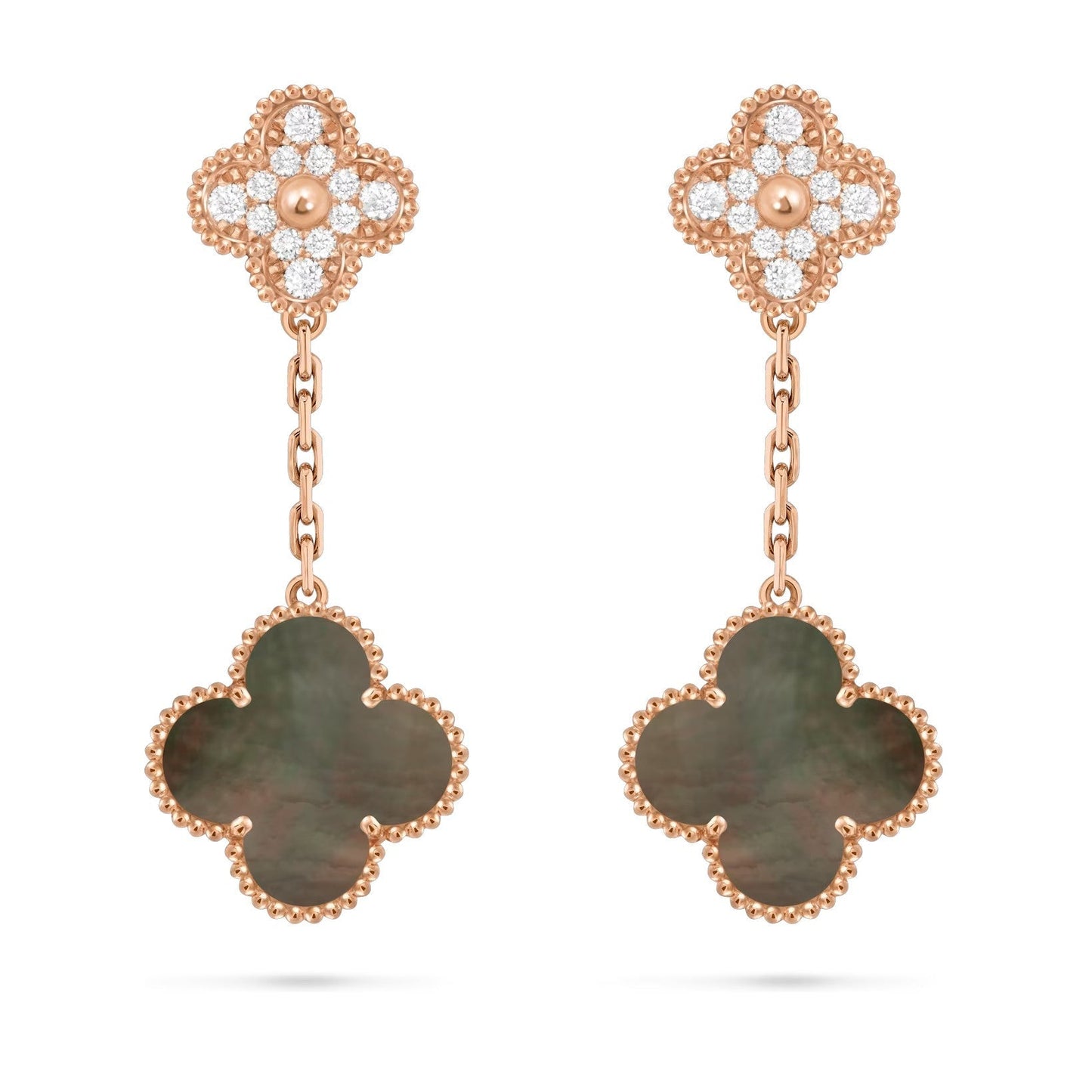 [Azure Tears]CLOVER DUAL-MOTIF STATEMENT STUD EARRINGS - DOUBLE-CHARM COLLECTION