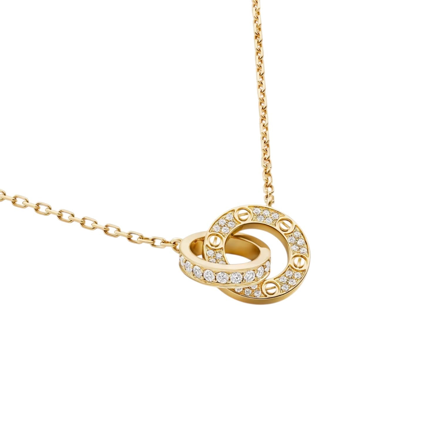 [Azure Tears]LOVE DOUBLE-RING PENDANT FULL-PAVÉ NECKLACE