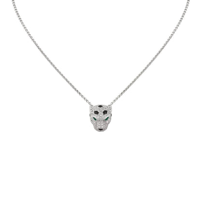 [Azure Tears]LEOPARD HEAD FULL PAVÉ DIAMOND PENDANT NECKLACE