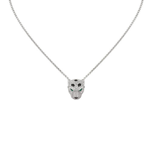 [Azure Tears]LEOPARD HEAD FULL PAVÉ DIAMOND PENDANT NECKLACE