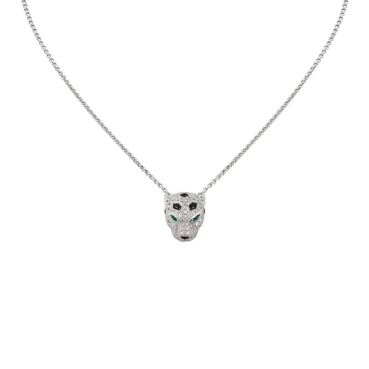 [Azure Tears]LEOPARD HEAD FULL PAVÉ DIAMOND PENDANT NECKLACE